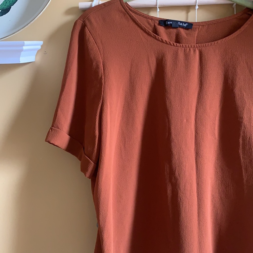 Rust tie back shirt - Picture 3 of 5